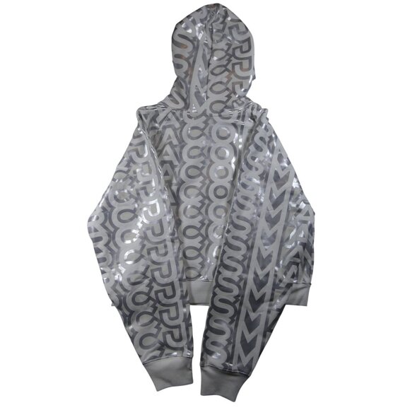 Marc Jacobs Women's Monogram Cropped Hoodie and Pants 2 PC Set Silver White Size - Picture 14 of 16